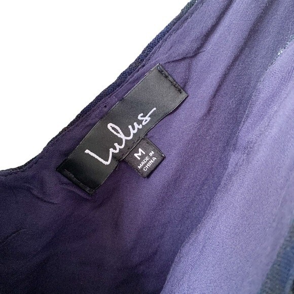 NWT Lulus Candid Moments Navy Blue Plaid Ruffled Midi Dress Size M Women - Picture 8 of 14